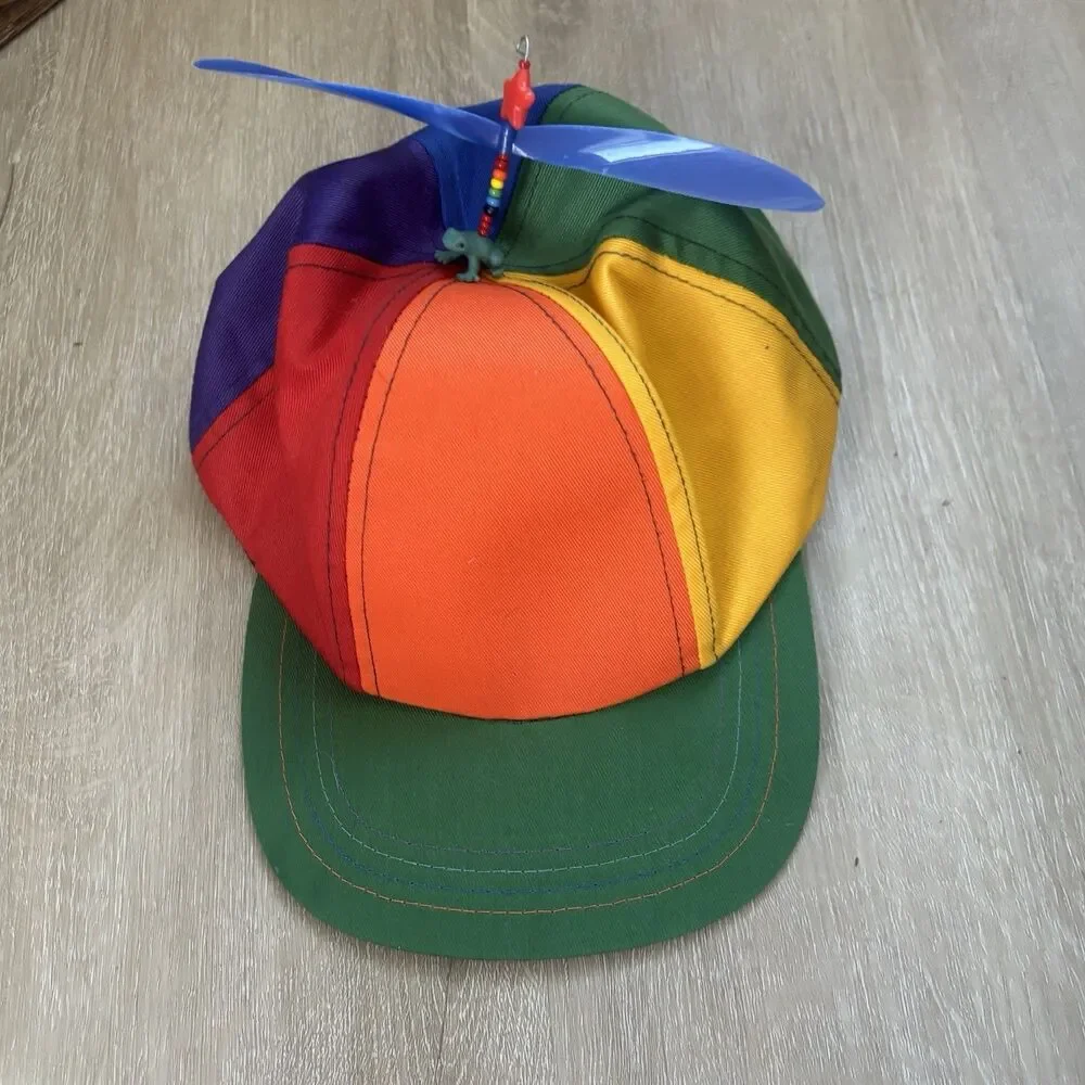 Vintage Interstellar Propeller Beanie Rainbow Frog Spinner Child Halloween Prop